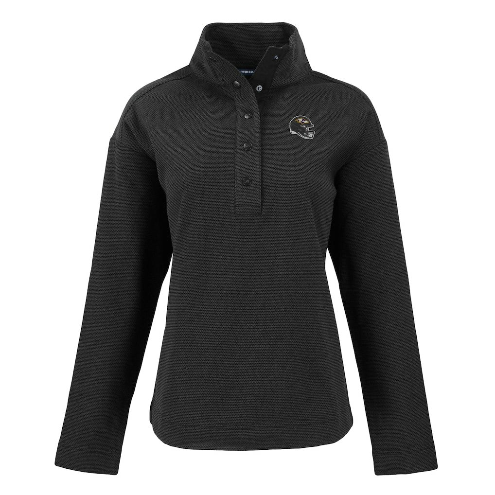 Baltimore Ravens Cutter & Buck Women's Hunts Point Eco Half-Snap Sweatshirt Black