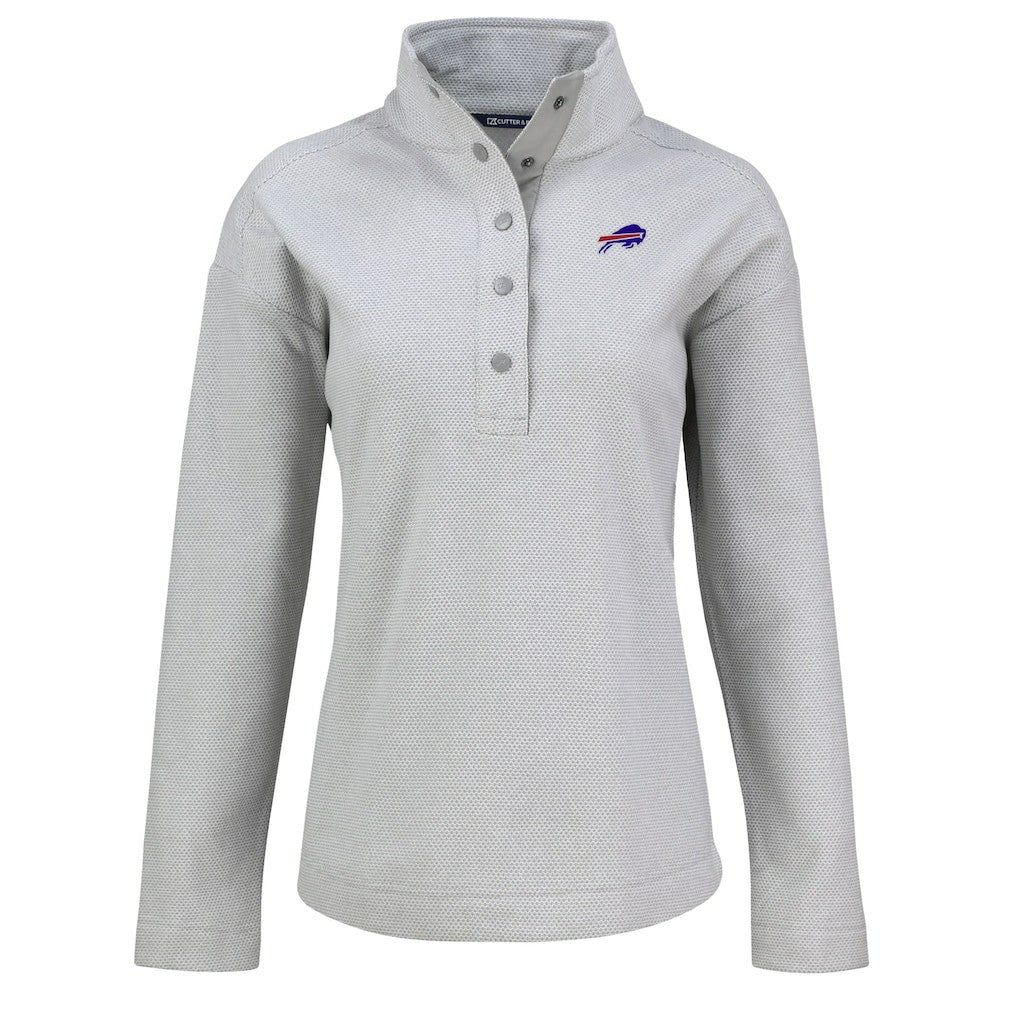 Buffalo Bills Cutter & Buck Women's Hunts Point Eco Half-Snap Sweatshirt Gray