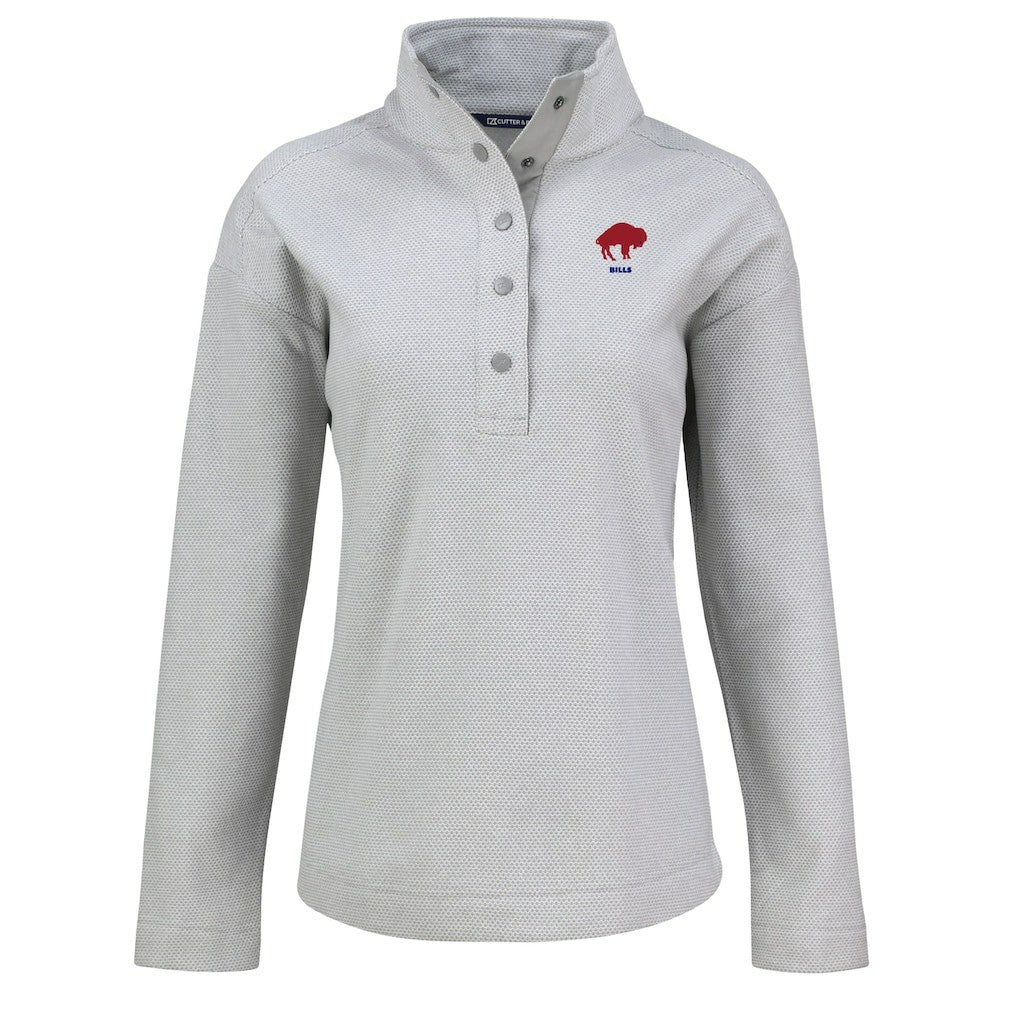 Buffalo Bills Cutter & Buck Women's Hunts Point Eco Half-Snap Sweatshirt Gray