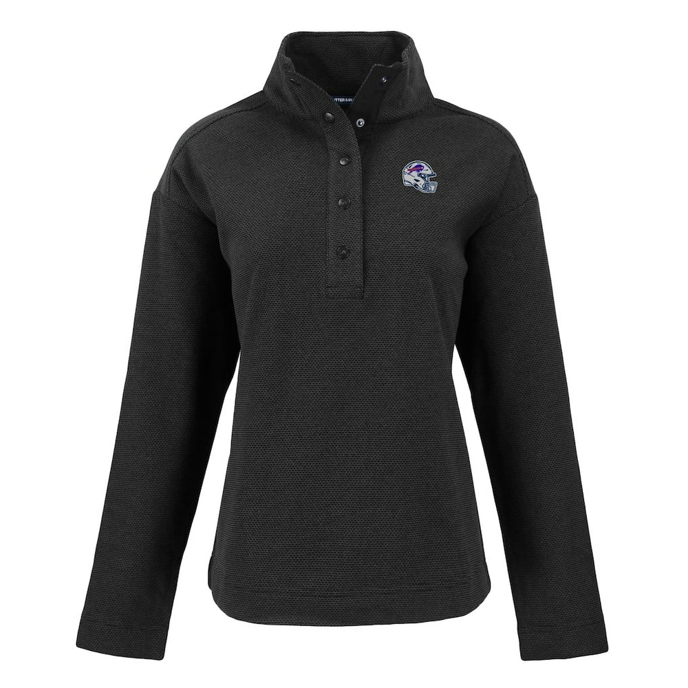 Buffalo Bills Cutter & Buck Women's Hunts Point Eco Half-Snap Sweatshirt Black
