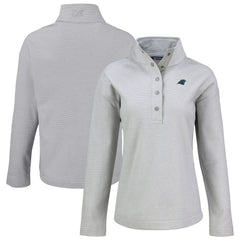 Carolina Panthers Cutter & Buck Women's Hunts Point Eco Half-Snap Sweatshirt Gray