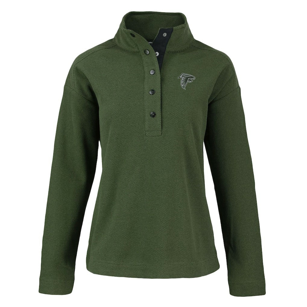 Atlanta Falcons Cutter & Buck Women's Hunts Point Eco Half-Snap Sweatshirt Green