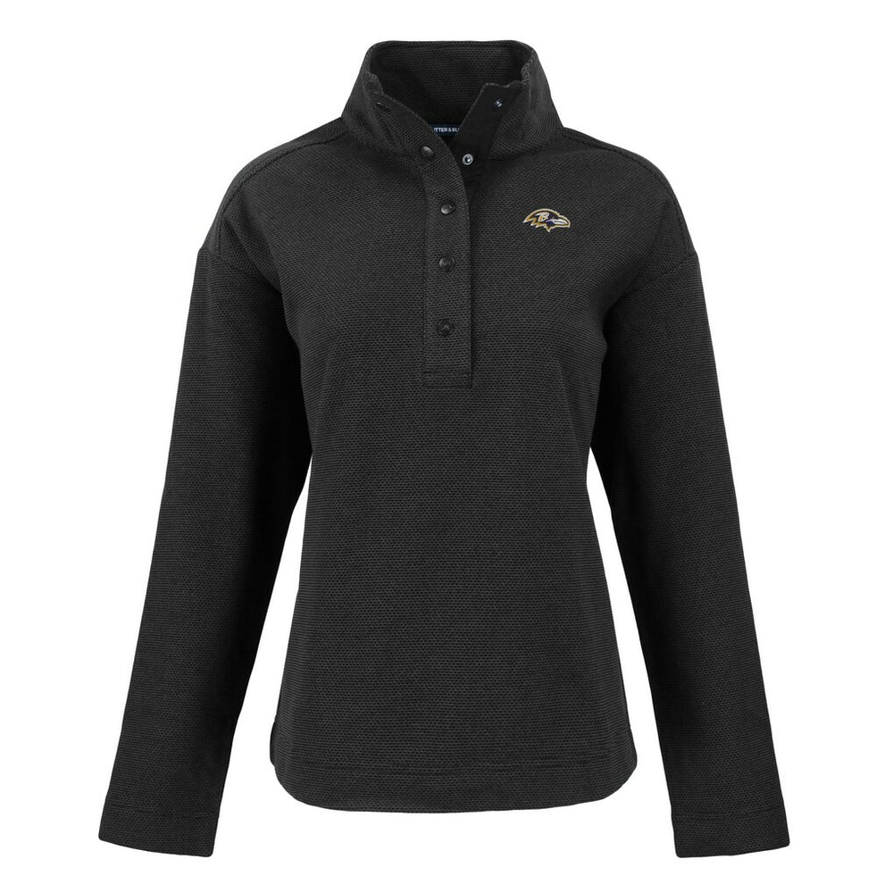Baltimore Ravens Cutter & Buck Women's Hunts Point Eco Half-Snap Sweatshirt Black