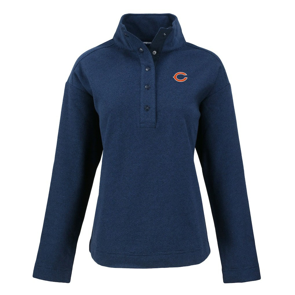 Chicago Bears Cutter & Buck Women's Hunts Point Eco Half-Snap Sweatshirt Navy