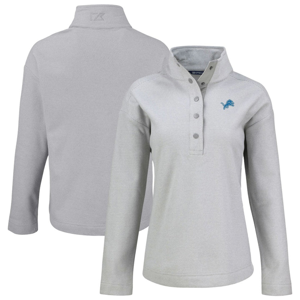Detroit Lions Cutter & Buck Women's Hunts Point Eco Half-Snap Sweatshirt Gray