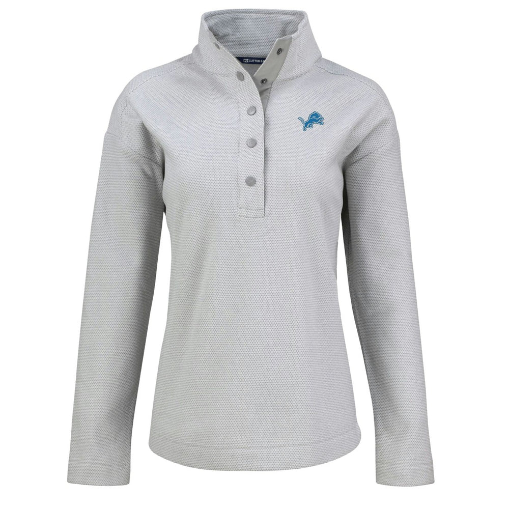 Detroit Lions Cutter & Buck Women's Hunts Point Eco Half-Snap Sweatshirt Gray