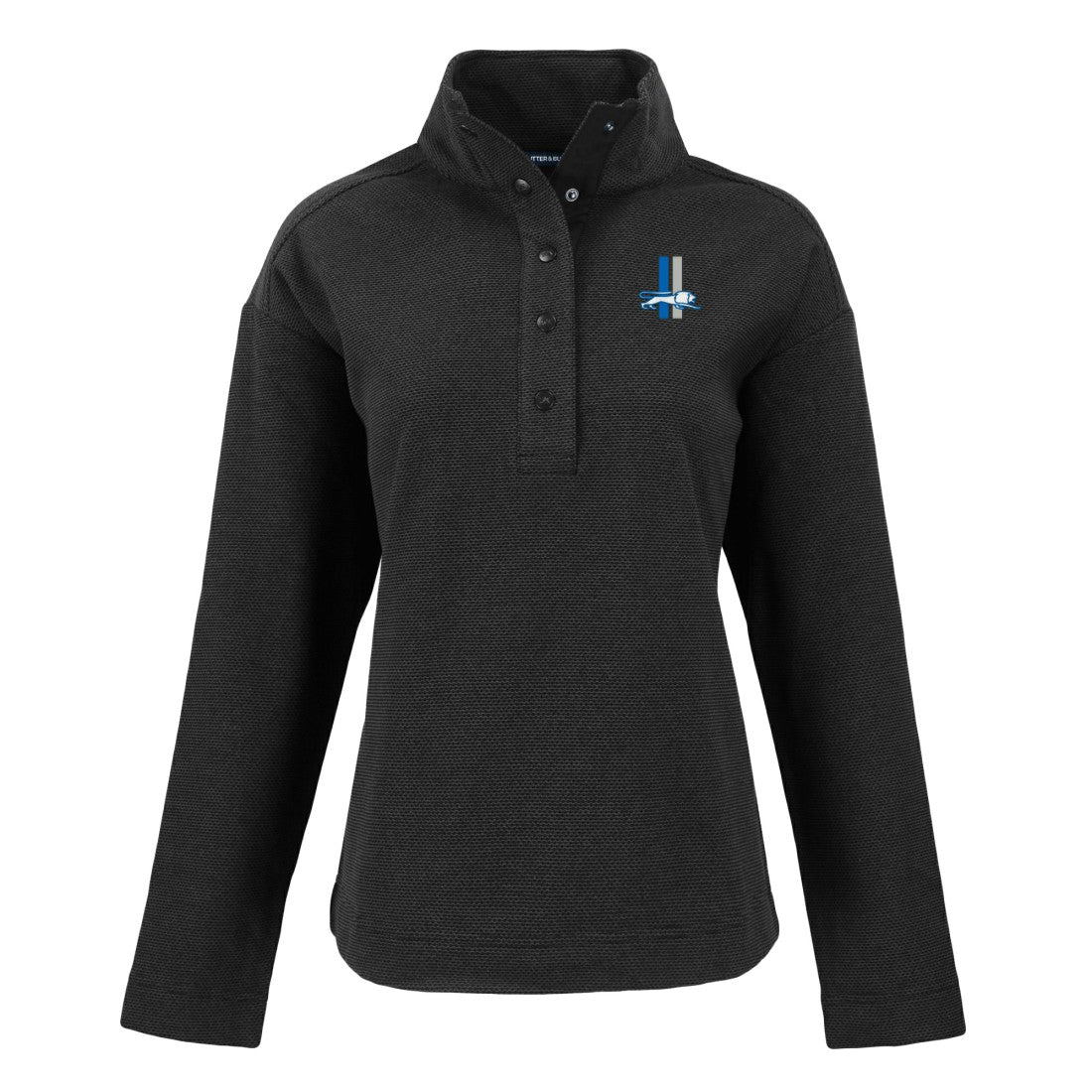 Detroit Lions Cutter & Buck Women's Hunts Point Eco Half-Snap Sweatshirt Black