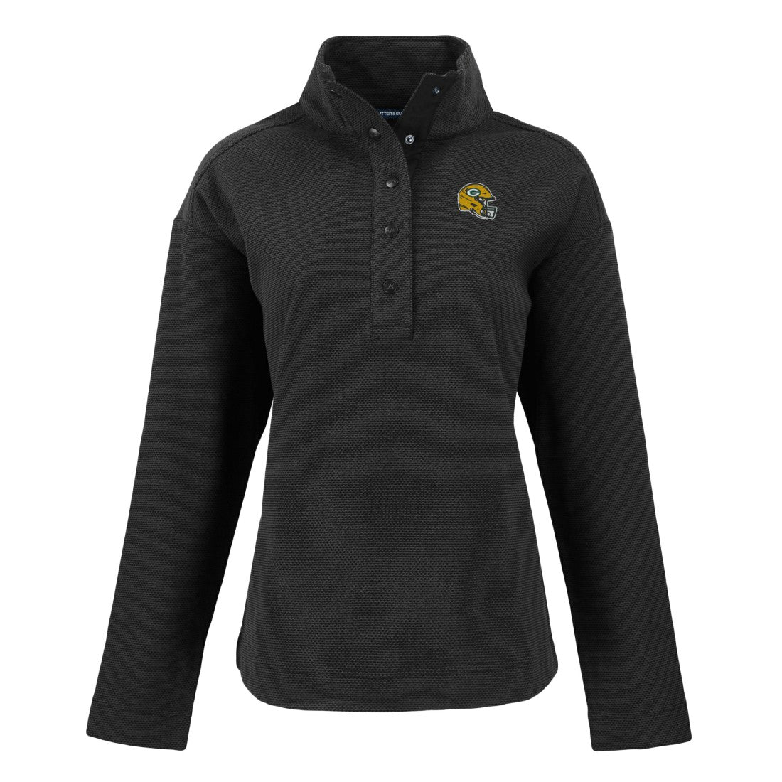 Green Bay Packers Cutter & Buck Women's Hunts Point Eco Half-Snap Sweatshirt Black
