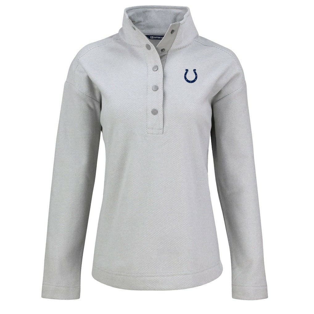 Indianapolis Colts Cutter & Buck Women's Hunts Point Eco Half-Snap Sweatshirt Gray