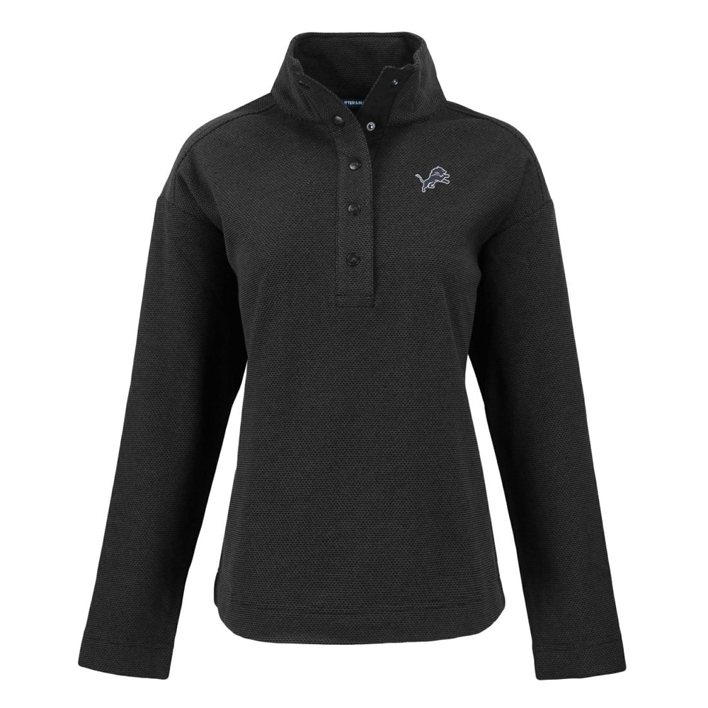 Detroit Lions Cutter & Buck Women's Hunts Point Eco Half-Snap Sweatshirt Black