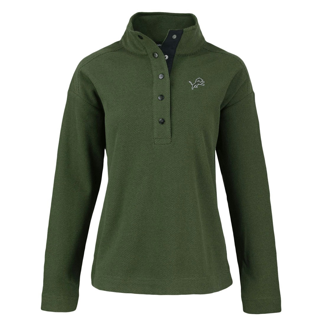 Detroit Lions Cutter & Buck Women's Hunts Point Eco Half-Snap Sweatshirt Green