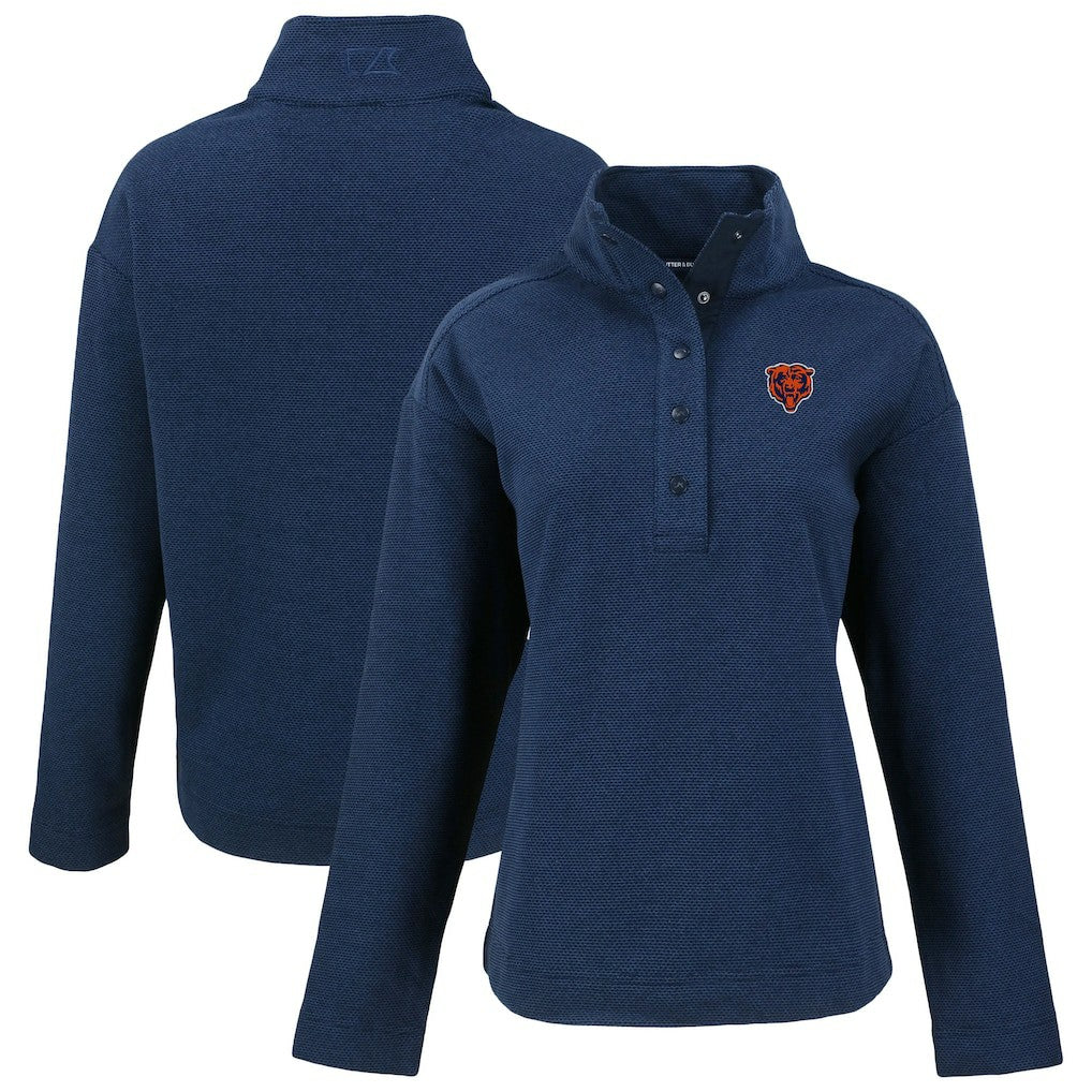 Chicago Bears Cutter & Buck Women's Hunts Point Eco Half-Snap Sweatshirt Navy