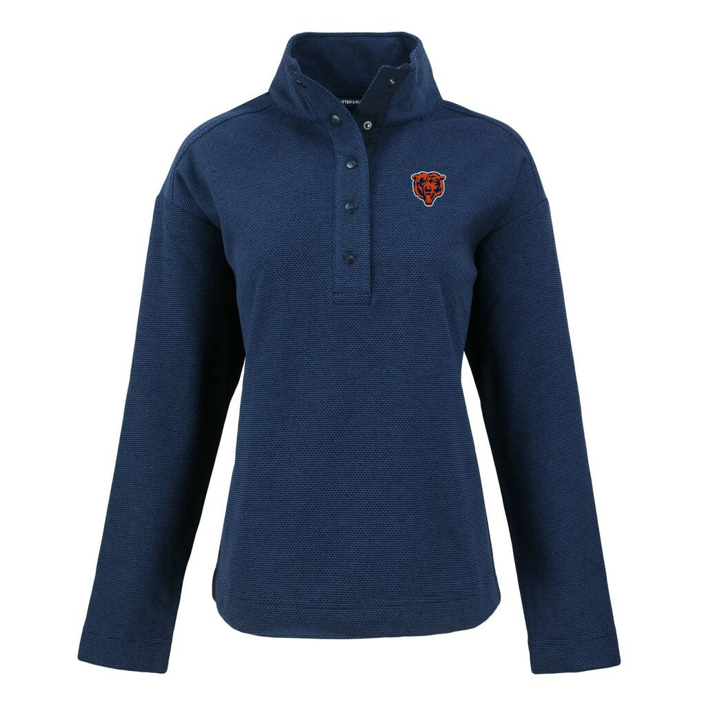Chicago Bears Cutter & Buck Women's Hunts Point Eco Half-Snap Sweatshirt Navy