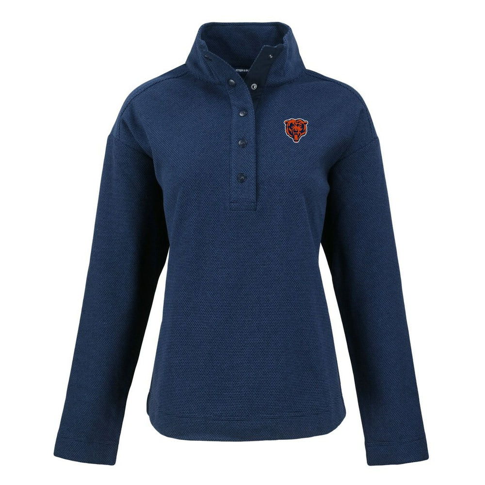 Chicago Bears Cutter & Buck Women's Hunts Point Eco Half-Snap Sweatshirt Navy