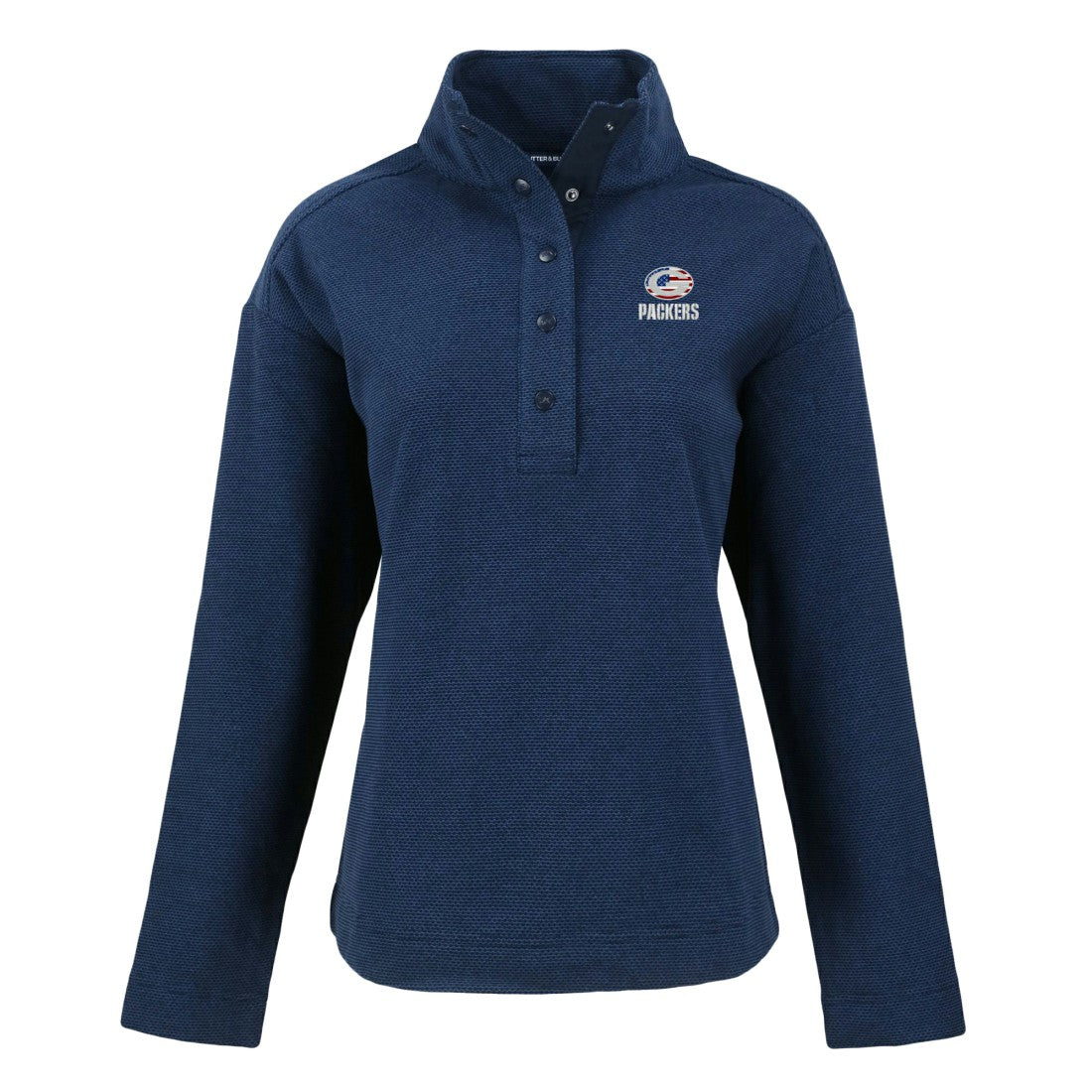 Green Bay Packers Cutter & Buck Women's Hunts Point Eco Half-Snap Sweatshirt Navy