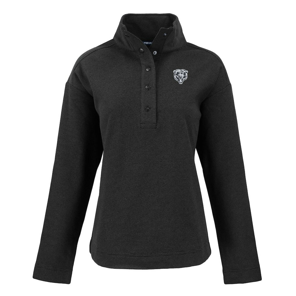 Chicago Bears Cutter & Buck Women's Hunts Point Eco Half-Snap Sweatshirt Black