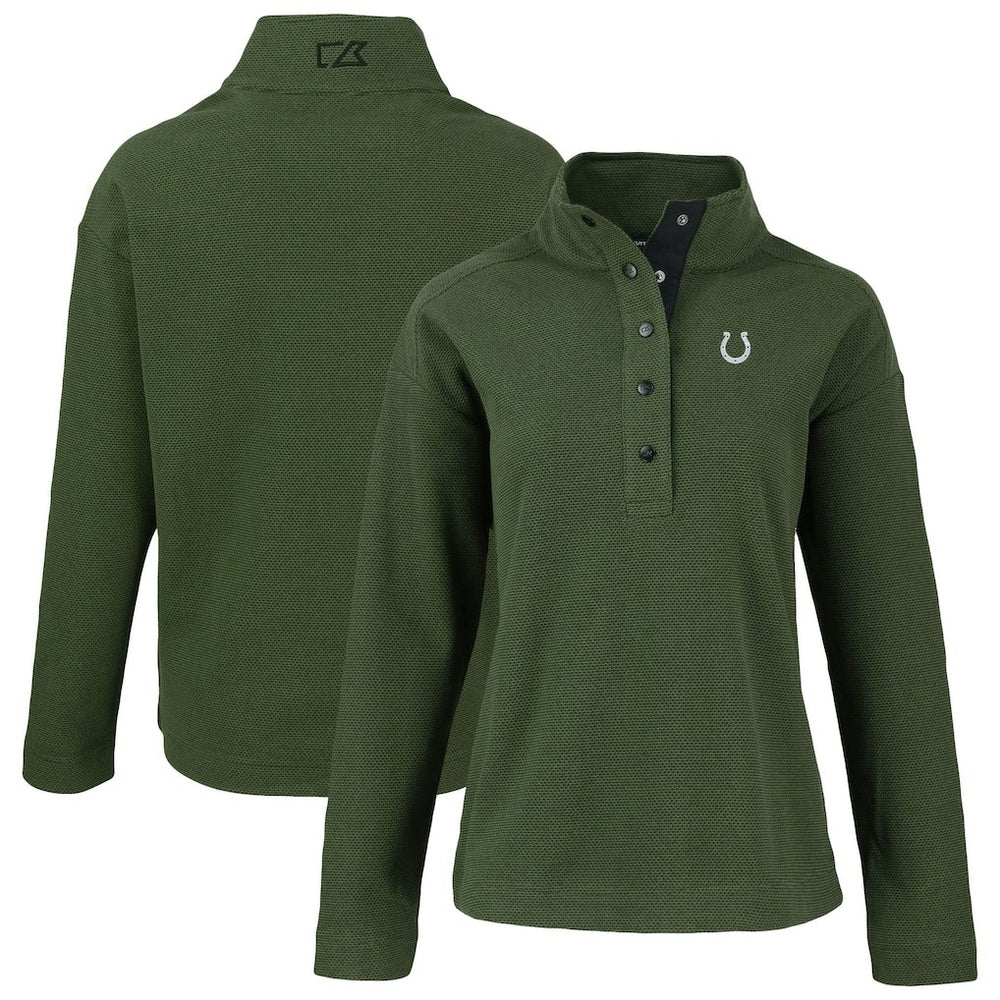 Indianapolis Colts Cutter & Buck Women's Hunts Point Eco Half-Snap Sweatshirt Green