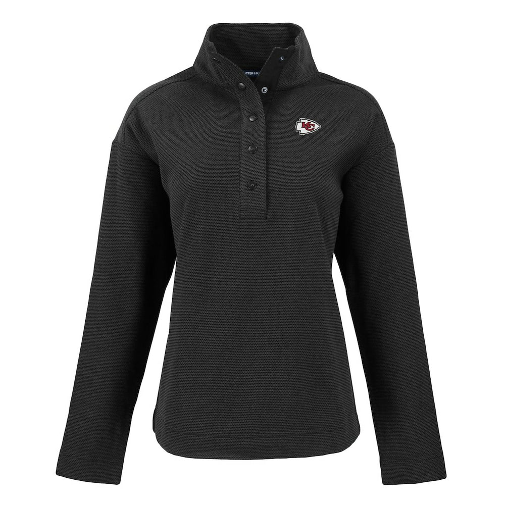 Kansas City Chiefs Cutter & Buck Women's Hunts Point Eco Half-Snap Sweatshirt Black