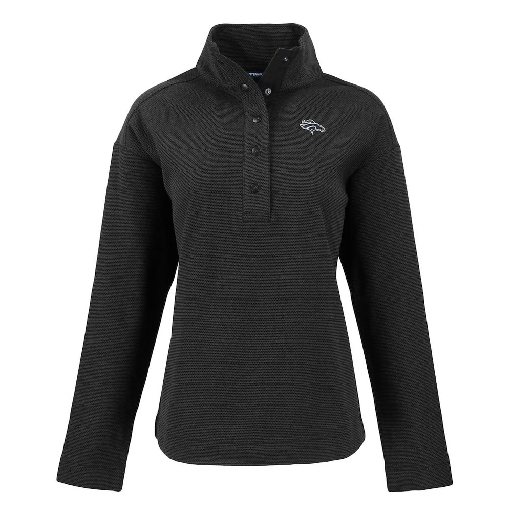 Denver Broncos Cutter & Buck Women's Hunts Point Eco Half-Snap Sweatshirt Black