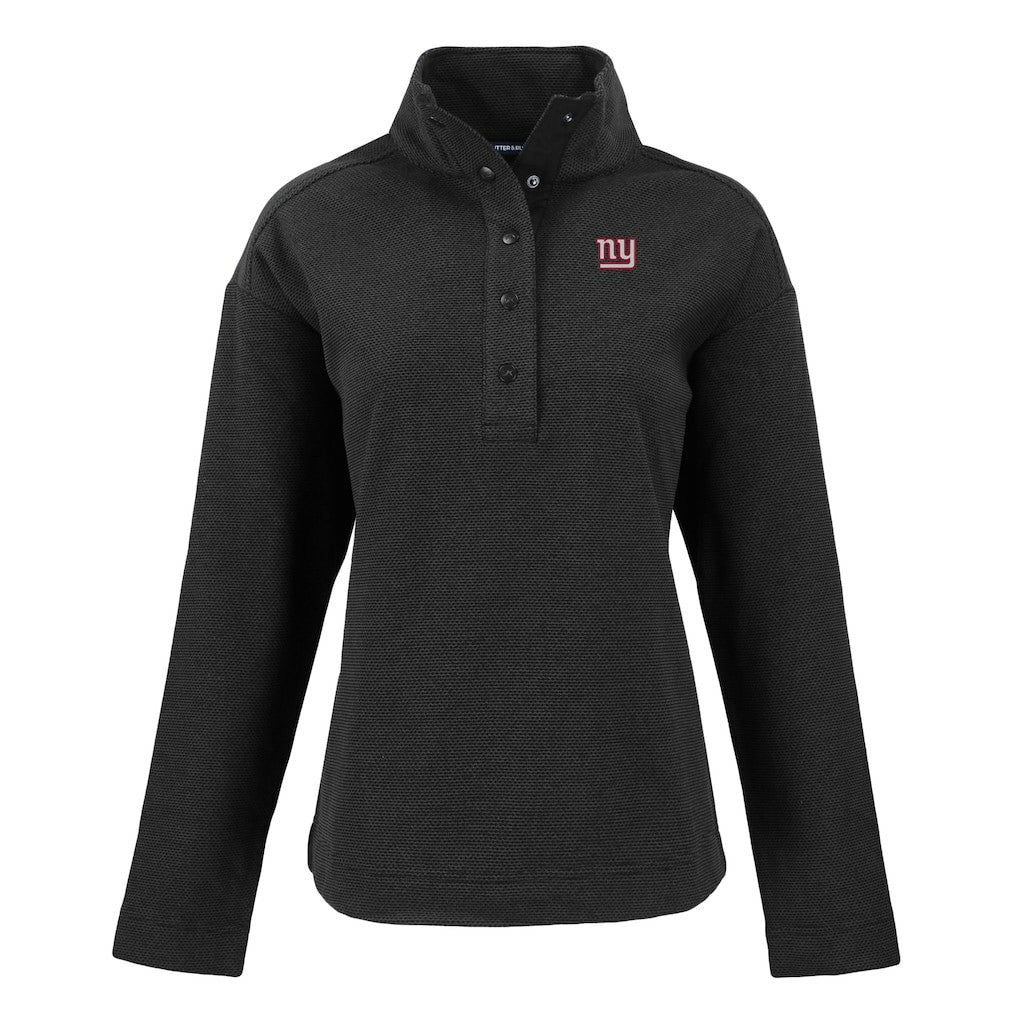 New York Giants Cutter & Buck Women's Hunts Point Eco Half-Snap Sweatshirt Black