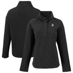 Minnesota Vikings Cutter & Buck Women's Hunts Point Eco Half-Snap Sweatshirt Black