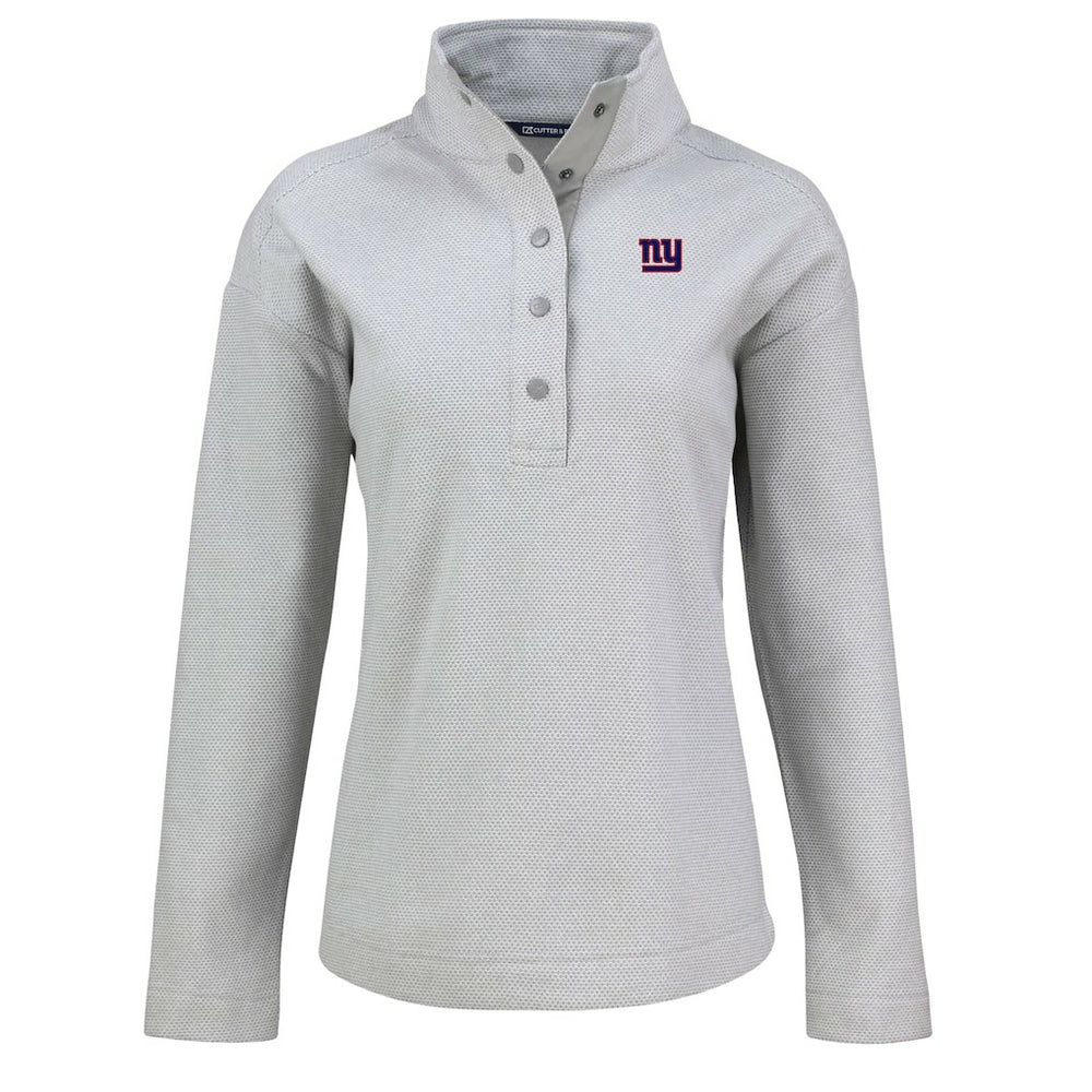 New York Giants Cutter & Buck Women's Hunts Point Eco Half-Snap Sweatshirt Gray