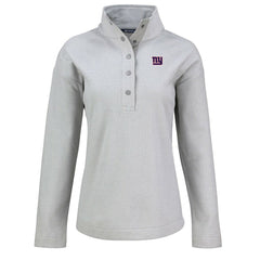 New York Giants Cutter & Buck Women's Hunts Point Eco Half-Snap Sweatshirt Gray