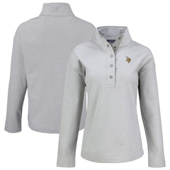 Minnesota Vikings Cutter & Buck Women's Hunts Point Eco Half-Snap Sweatshirt Gray