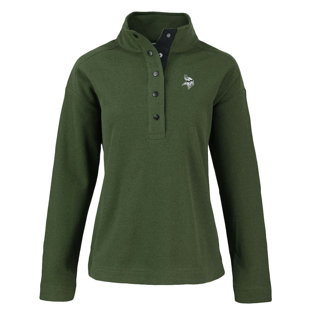 Minnesota Vikings Cutter & Buck Women's Hunts Point Eco Half-Snap Sweatshirt Green