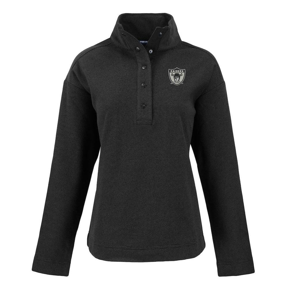 Las Vegas Raiders Cutter & Buck Women's Hunts Point Eco Half-Snap Sweatshirt Black