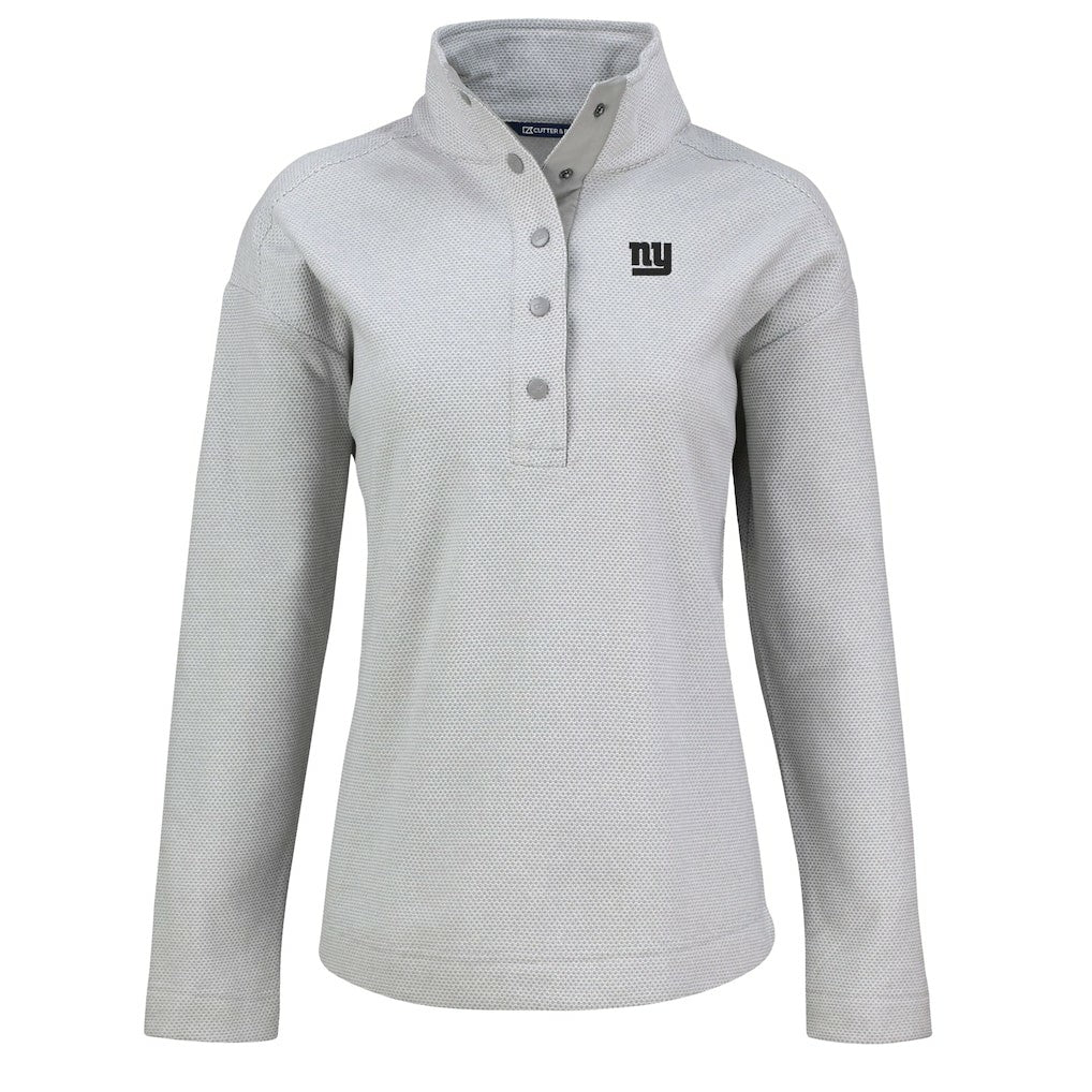 New York Giants Cutter & Buck Women's Hunts Point Eco Half-Snap Sweatshirt Gray