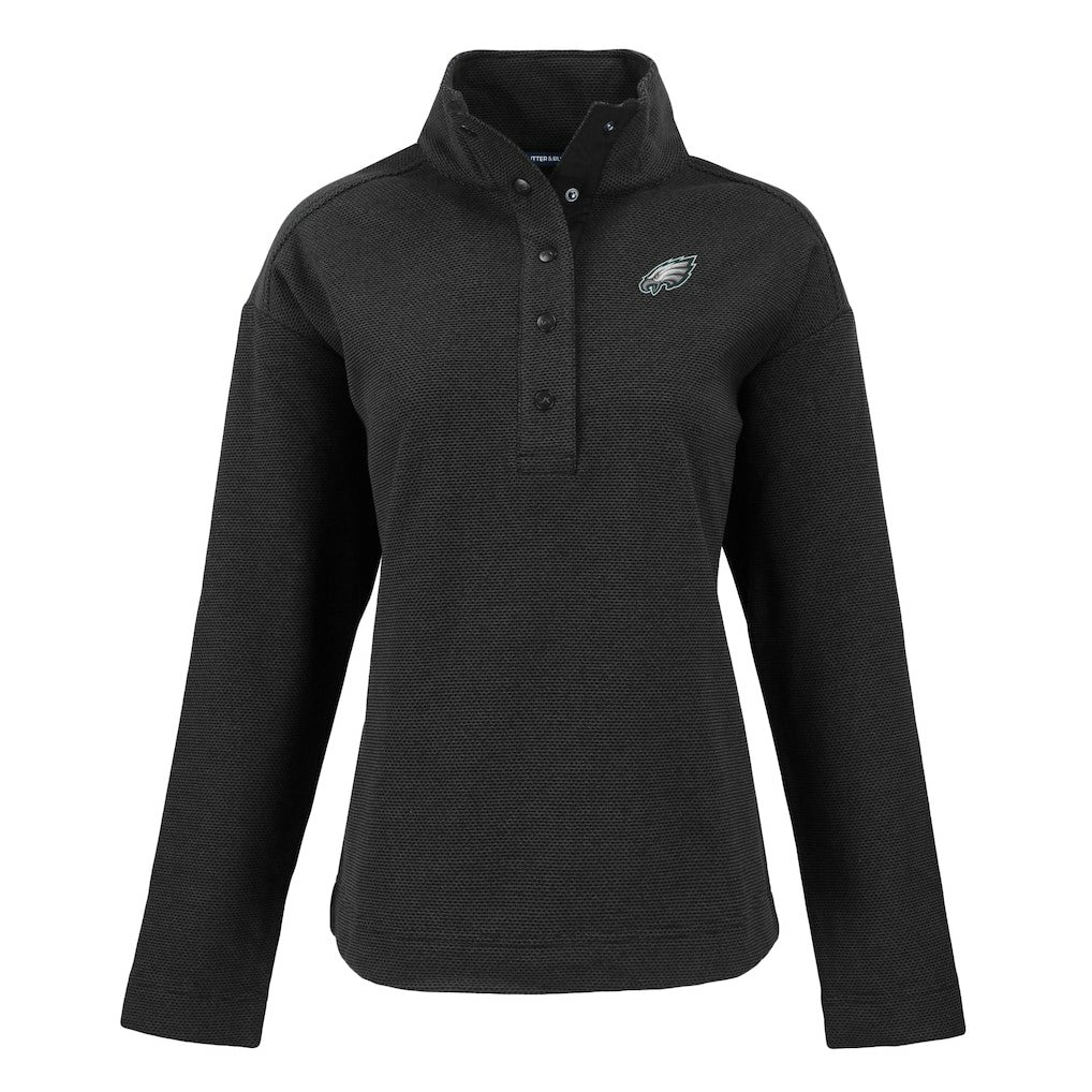 Philadelphia Eagles Cutter & Buck Women's Hunts Point Eco Half-Snap Sweatshirt Black
