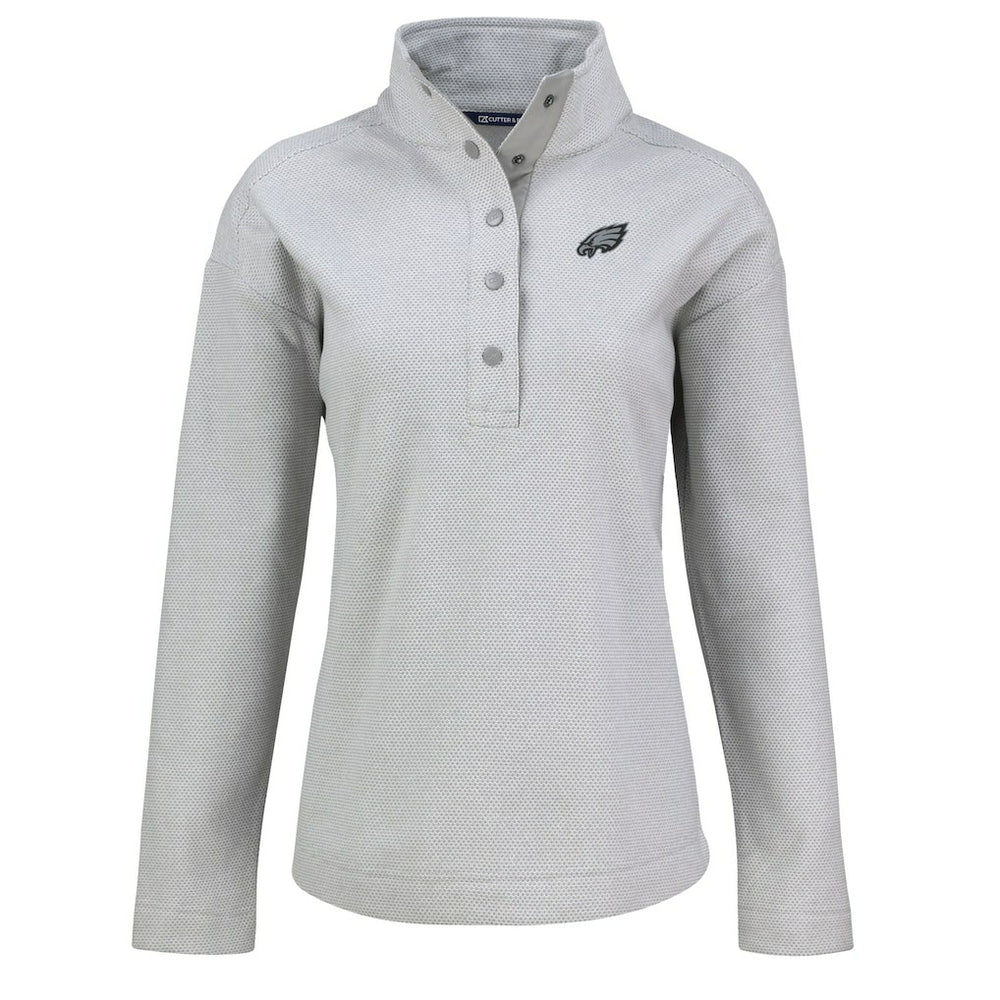Philadelphia Eagles Cutter & Buck Women's Hunts Point Eco Half-Snap Sweatshirt Gray