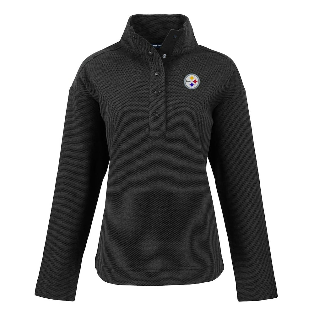Pittsburgh Steelers Cutter & Buck Women's Hunts Point Eco Half-Snap Sweatshirt Black