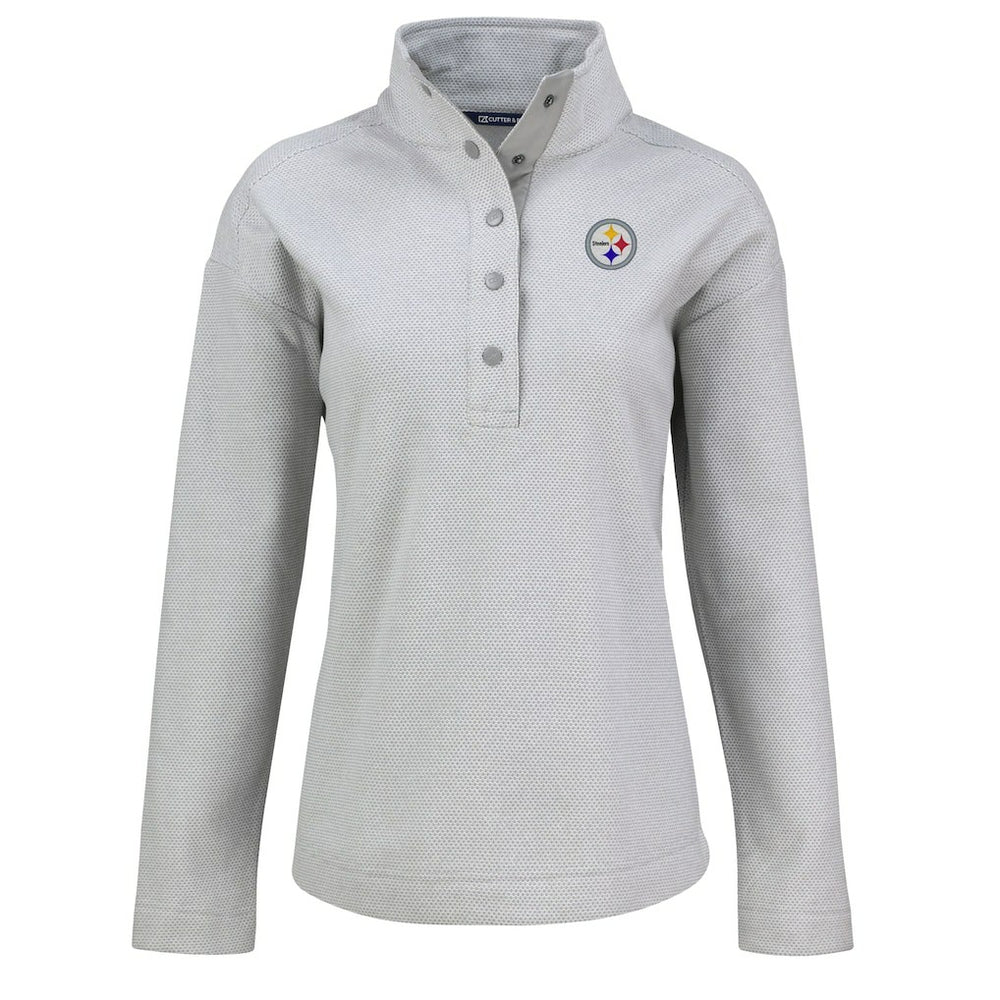 Pittsburgh Steelers Cutter & Buck Women's Hunts Point Eco Half-Snap Sweatshirt Gray