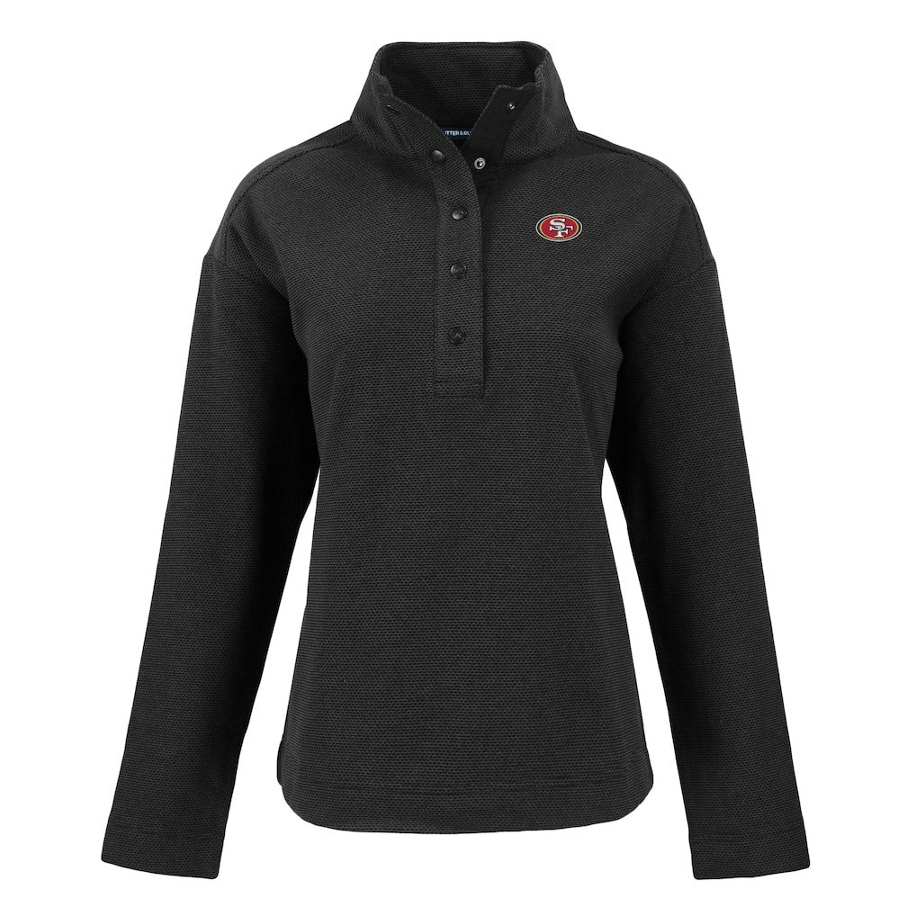 San Francisco 49ers Cutter & Buck Women's Hunts Point Eco Half-Snap Sweatshirt Black