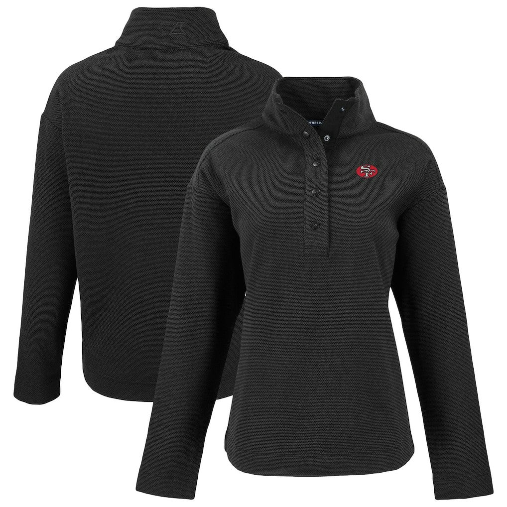 San Francisco 49ers Cutter & Buck Women's Hunts Point Eco Half-Snap Sweatshirt Black