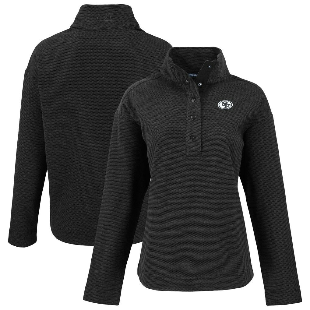 San Francisco 49ers Cutter & Buck Women's Hunts Point Eco Half-Snap Sweatshirt Black