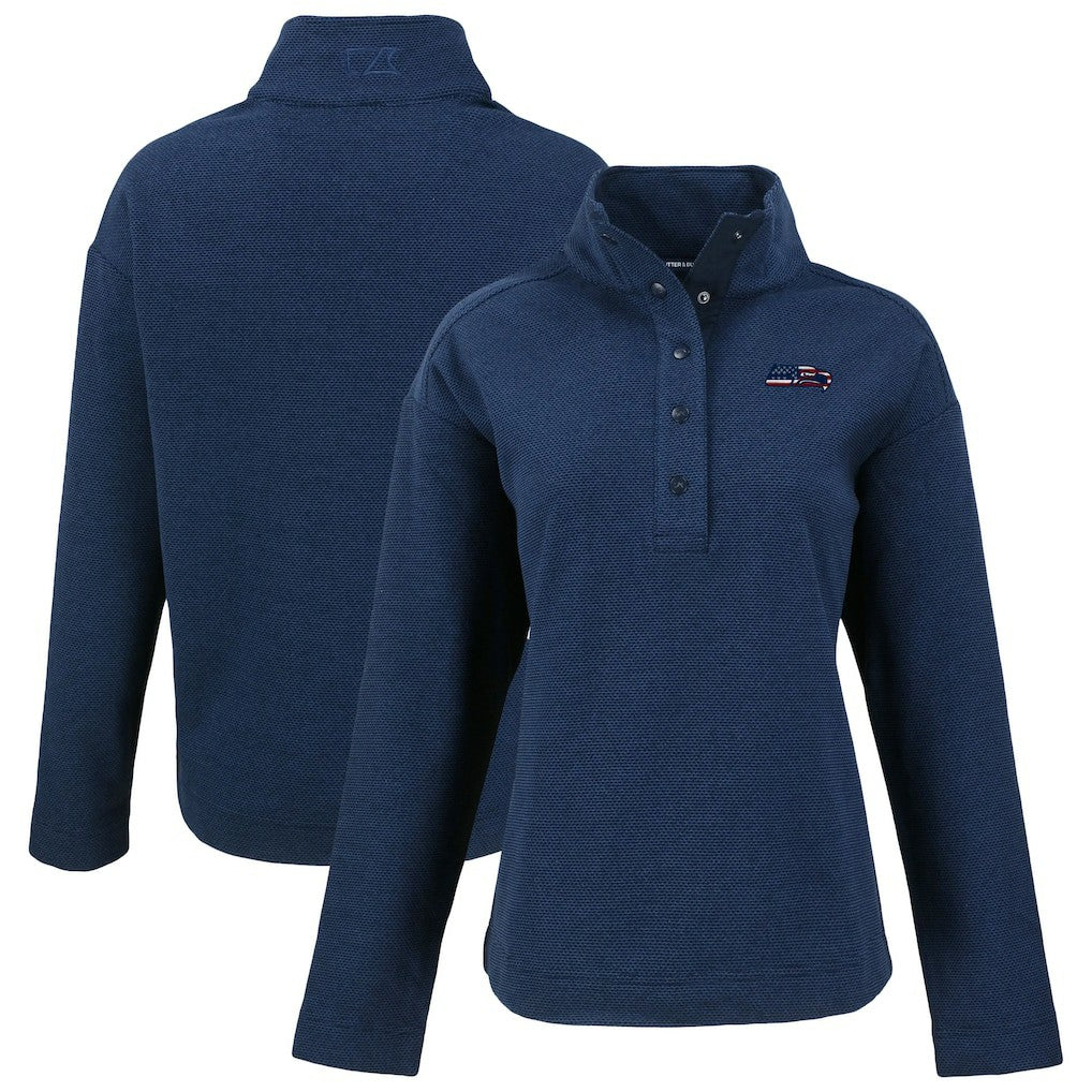 Seattle Seahawks Cutter & Buck Women's Hunts Point Eco Half-Snap Sweatshirt College Navy