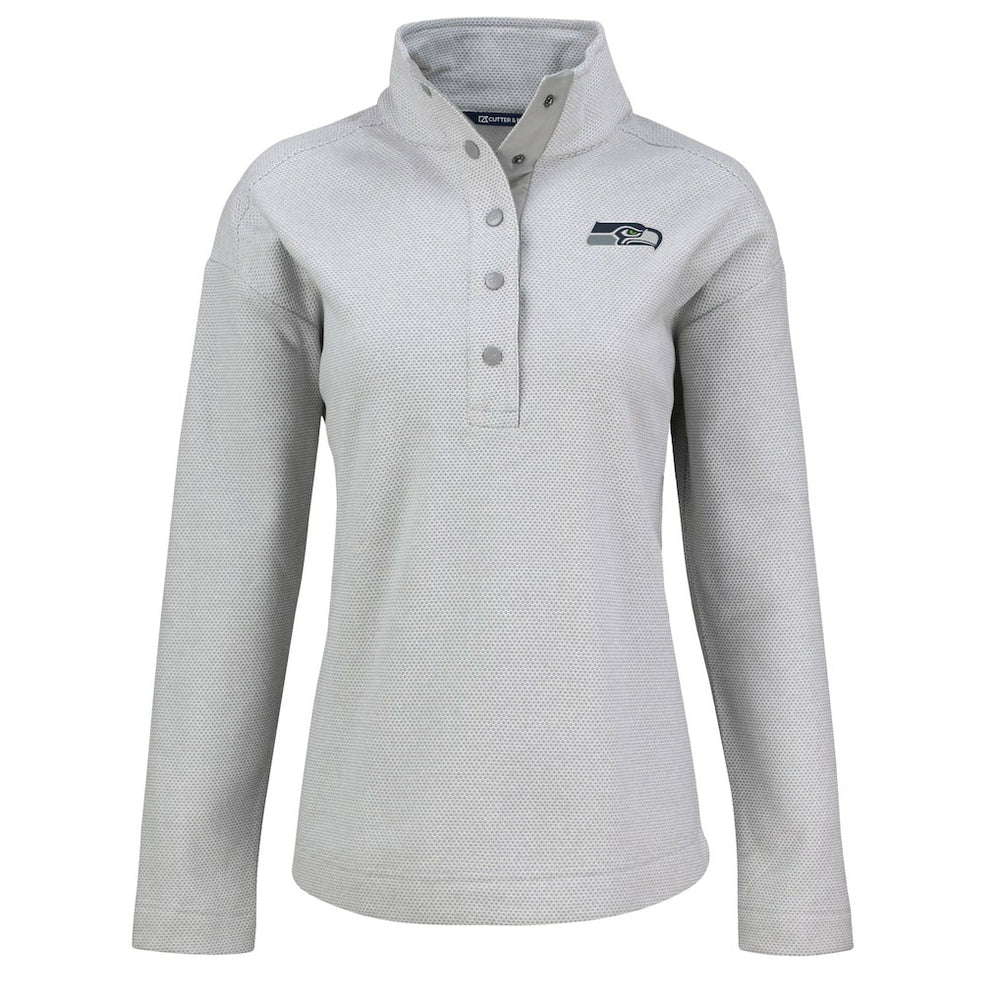 Seattle Seahawks Cutter & Buck Women's Hunts Point Eco Half-Snap Sweatshirt Gray