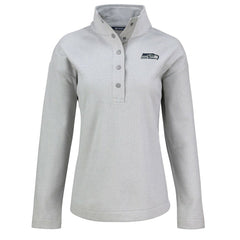 Seattle Seahawks Cutter & Buck Women's Hunts Point Eco Half-Snap Sweatshirt Gray