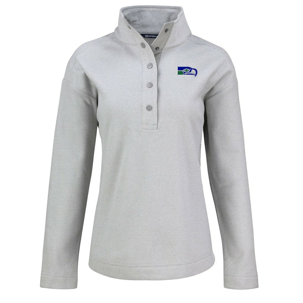 Seattle Seahawks Cutter & Buck Women's Hunts Point Eco Half-Snap Sweatshirt Gray