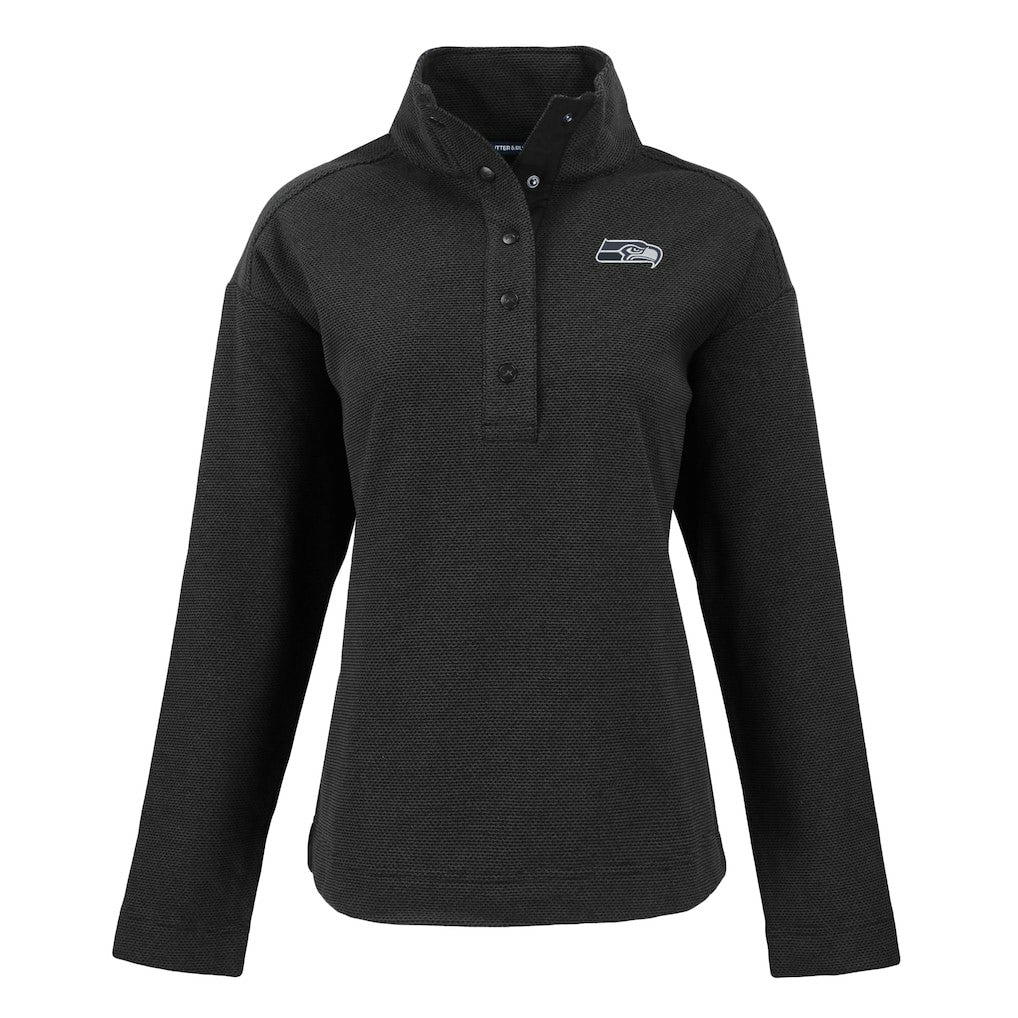 Seattle Seahawks Cutter & Buck Women's Hunts Point Eco Half-Snap Sweatshirt Black