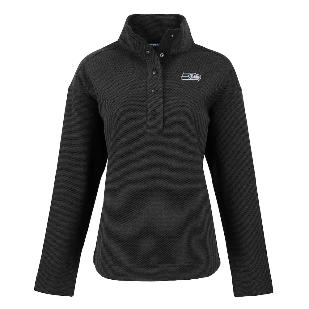 Seattle Seahawks Cutter & Buck Women's Hunts Point Eco Half-Snap Sweatshirt Black