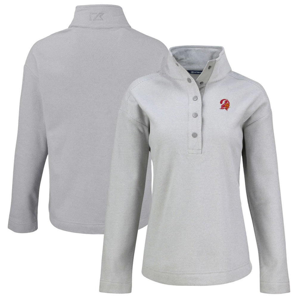 Tampa Bay Buccaneers Cutter & Buck Women's Hunts Point Eco Half-Snap Sweatshirt Gray