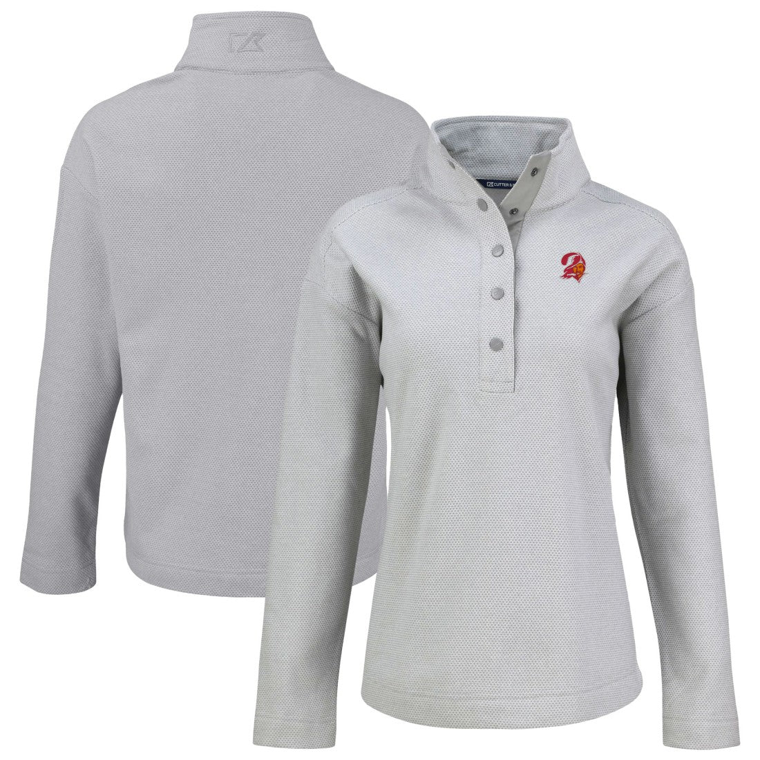 Tampa Bay Buccaneers Cutter & Buck Women's Hunts Point Eco Half-Snap Sweatshirt Gray