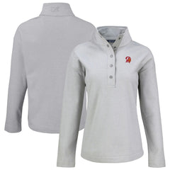 Tampa Bay Buccaneers Cutter & Buck Women's Hunts Point Eco Half-Snap Sweatshirt Gray