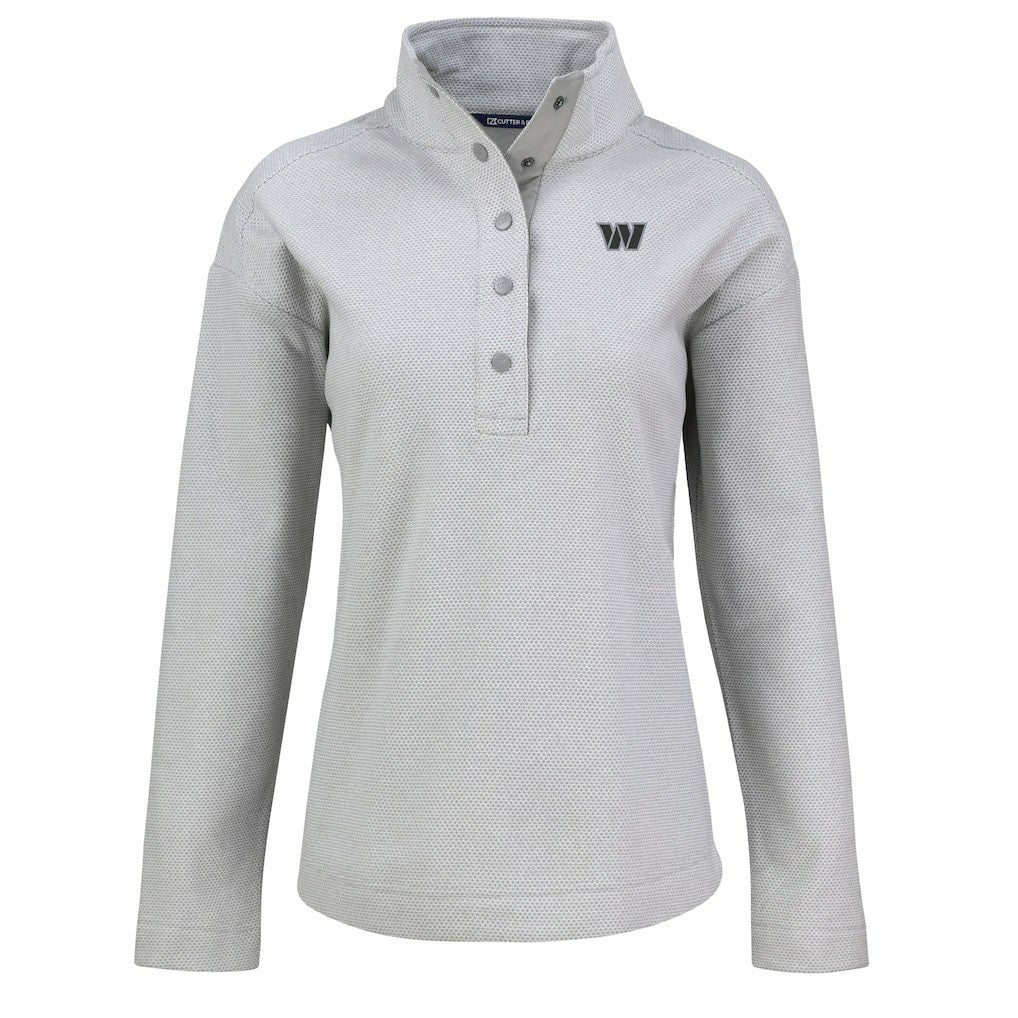 Washington Commanders Cutter & Buck Women's Hunts Point Eco Half-Snap Sweatshirt Gray