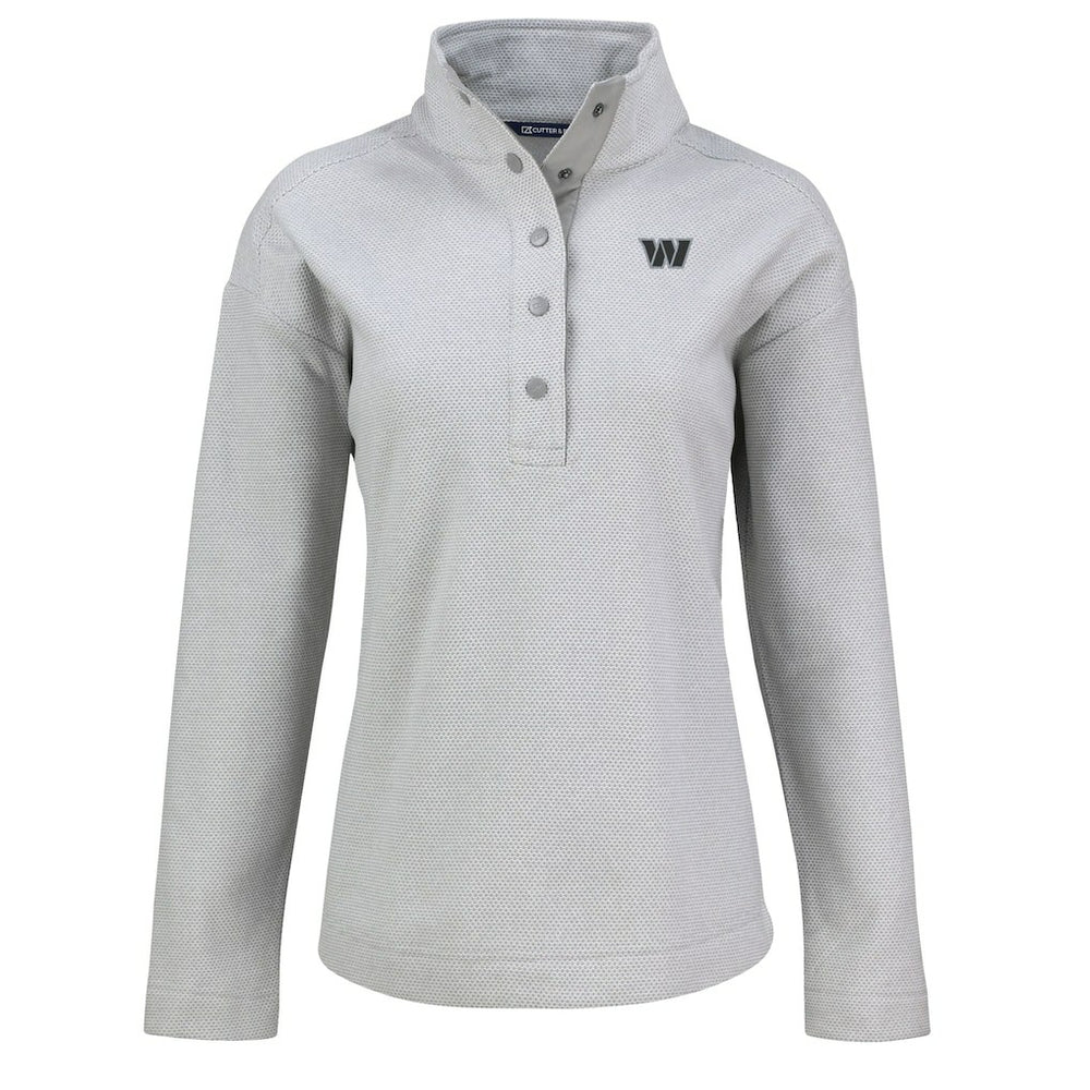 Washington Commanders Cutter & Buck Women's Hunts Point Eco Half-Snap Sweatshirt Gray