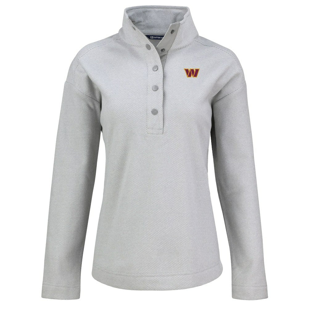 Washington Commanders Cutter & Buck Women's Hunts Point Eco Half-Snap Sweatshirt Gray